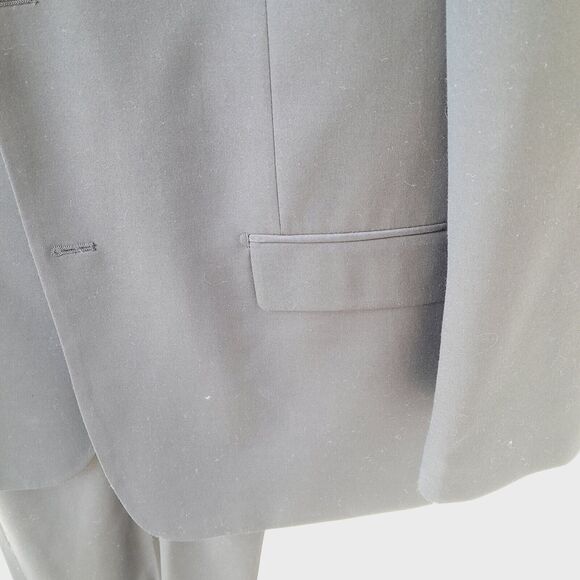 Wedding Tux FELLINI 2 Pc Two Buttons Jacket/Pants Wool Black Sz:44R/… - Picture 7 of 14